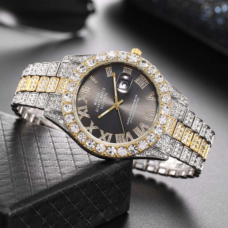 Damen-Quarzuhr Mit Strass-Stahlarmband