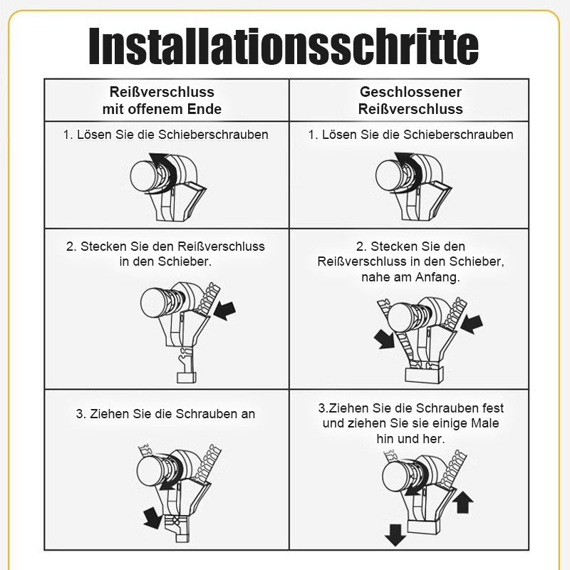 Abnehmbarer universeller Ersatz-Reißverschlussschieber