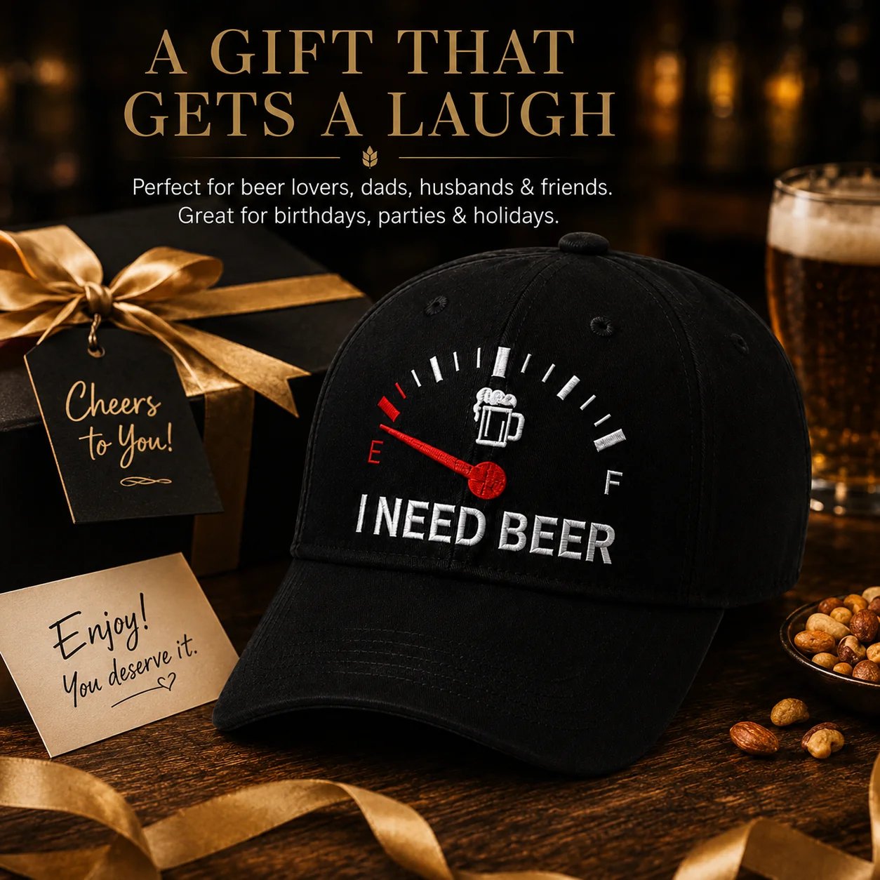 🍺 Baseballkappe mit Stickerei „I NEED BEER“ – Unisex-Gedenkkappe🧢 100 % Baumwolle