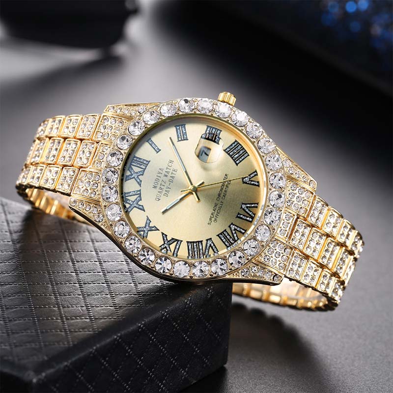 Damen-Quarzuhr Mit Strass-Stahlarmband