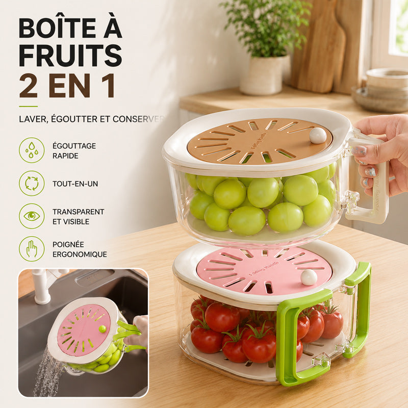 Multifunktionaler 2-in-1-Teleskop-Abtropfkorb für Obst und Gemüse