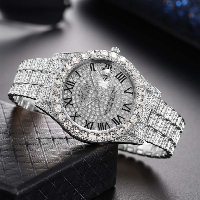 Damen-Quarzuhr Mit Strass-Stahlarmband