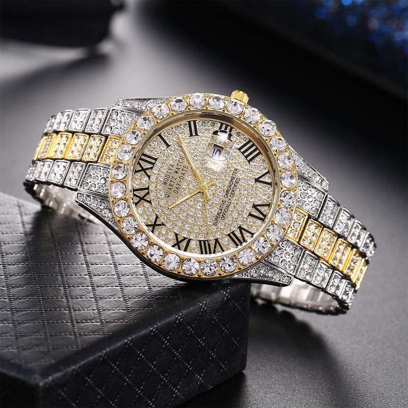Damen-Quarzuhr Mit Strass-Stahlarmband