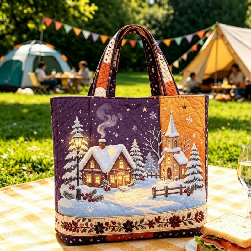 Tragetasche mit Vintage-Weihnachtsmotiv „Santa“ | Festliche, wiederverwendbare Einkaufstasche