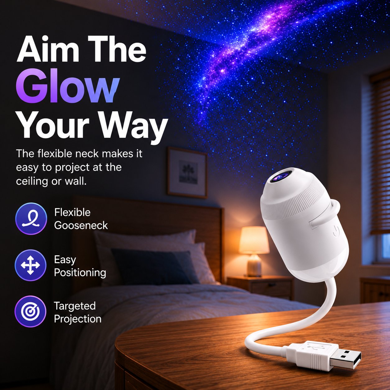 ✨ Plug-and-Play-HD-Sternprojektor