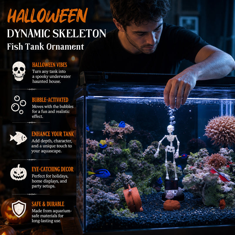 💀 Dynamisches Halloween-Skelett als Aquarium-Dekoration: Luftbetriebene Aquarium-Dekoration!🐠