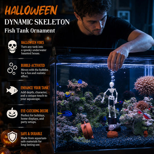 💀 Dynamisches Halloween-Skelett als Aquarium-Dekoration: Luftbetriebene Aquarium-Dekoration!🐠