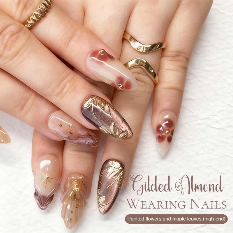 💅 Herbst Winter Vergoldete Mandel-Nägel