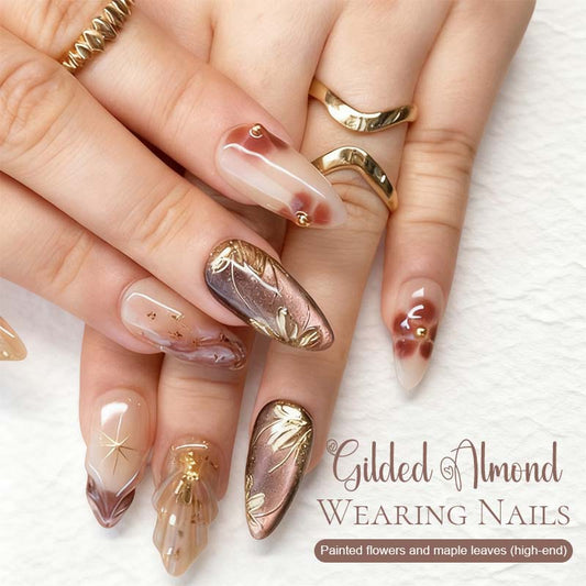 💅 Herbst Winter Vergoldete Mandel-Nägel