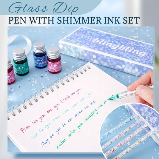 Glasstift mit schimmerndem Tintenset