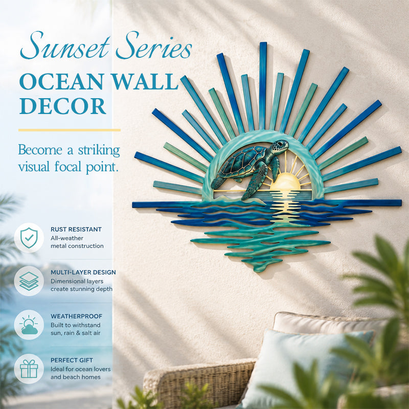 🌅 „Legend of the Sunset Tides“ – Wandbild aus Metall – 🌊 Wandbild aus Metall im Vintage-Marine-Stil