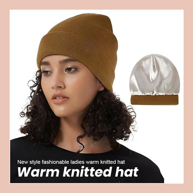 Seidengefütterte Strickmütze für den Winter