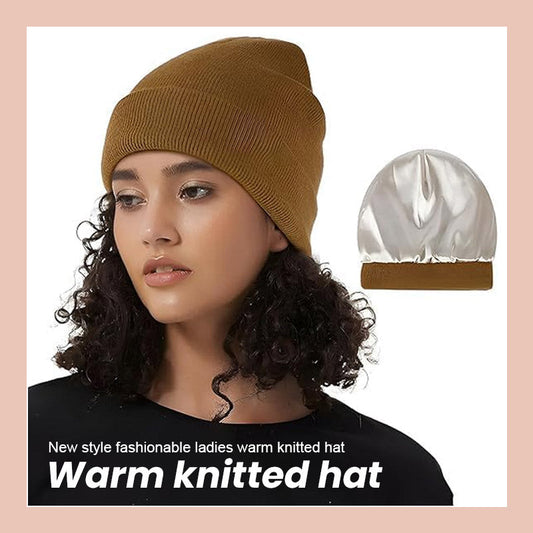 Seidengefütterte Strickmütze für den Winter