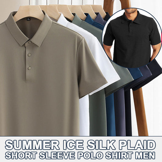 🌬️👕Sommer Ice Silk Plaid Kurzarm Poloshirt Herren🌿