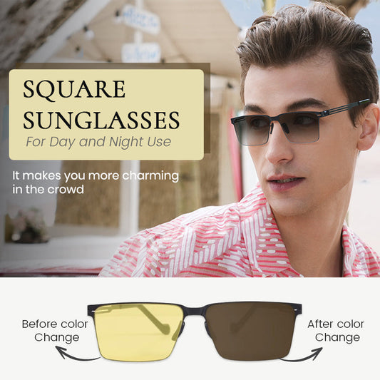 Quadratische Sonnenbrille für Tag und Nacht