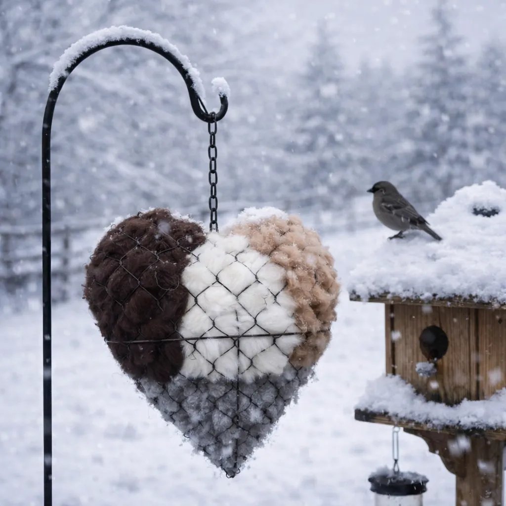 🕊️ Handgefertigtes Vogelnest aus Alpakawolle in Herzform