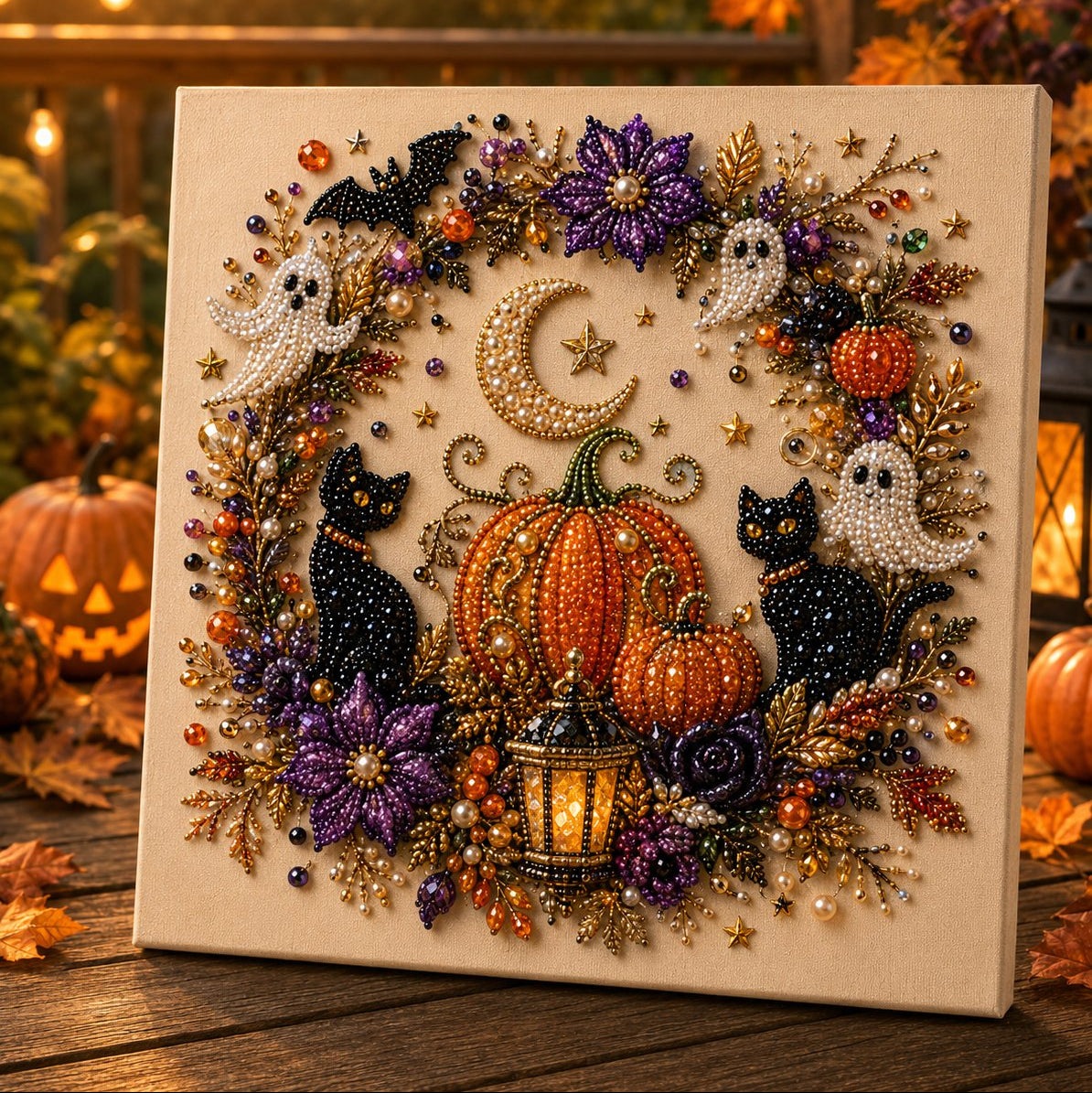👻✨ Halloween-Perlenkunst-Bastelset – Verwandle winzige Perlen in gruselig-niedliche Kunstwerke