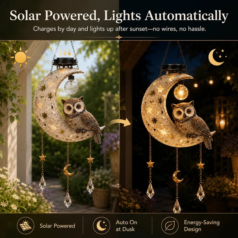 🔥Letzter Tag: 50 % Rabatt – 🌙Solar-Eule-Mond-Gartenleuchte🦉