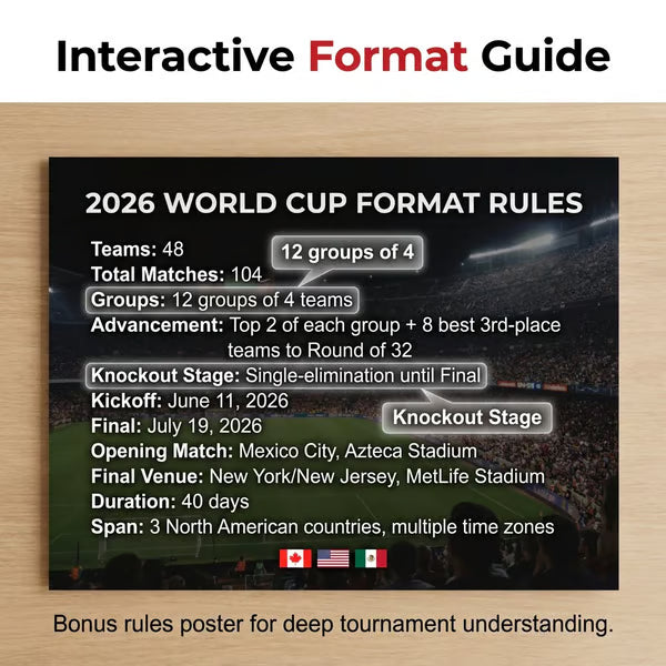 🗓️ ⚽ Poster-Set zur Weltmeisterschaft 2026 – Verpassen Sie kein einziges Spiel! Poster zur Gruppenphase und zur K.o.-Runde (59,9 cm x 89,9 cm), inklusive Filzstift und Klebestreifen