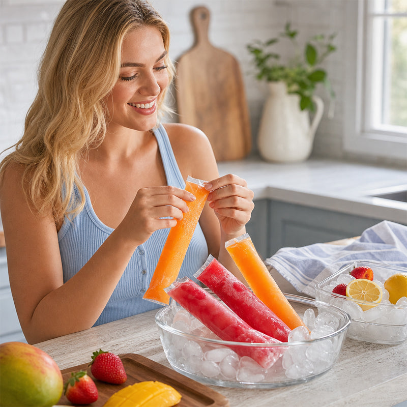 Einwegbeutel für Eis am Stiel – DIY-Formen für selbstgemachtes Eis am Stiel – Selbstverschließende Beutel in Lebensmittelqualität