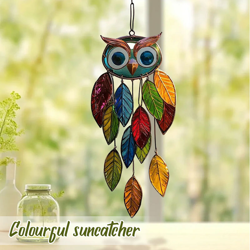 🦉✨Bunte Sonnen-Eulen - Farbenspiel für Fenster & Garten