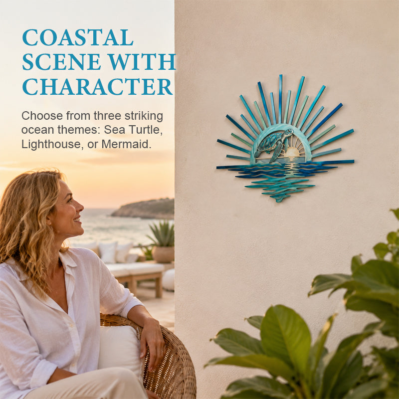 🌅 „Legend of the Sunset Tides“ – Wandbild aus Metall – 🌊 Wandbild aus Metall im Vintage-Marine-Stil