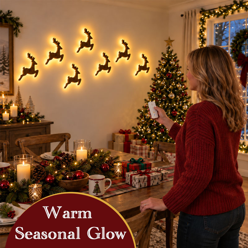 🎄 LED-Wanddekorationen mit Rentieren – ✨Festliche Weihnachtsbeleuchtung