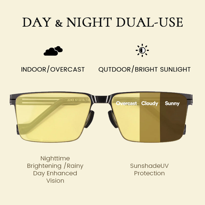 Quadratische Sonnenbrille für Tag und Nacht