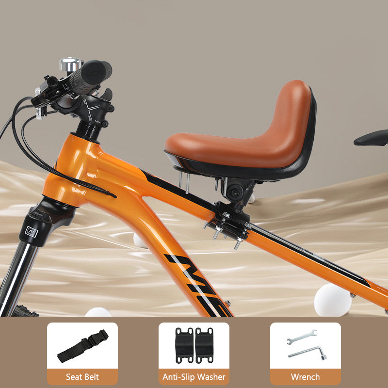 🚲Front Mounted Kids Bike Seat – Adjustable, Foldable, High-Carbon Steel Frame ✨