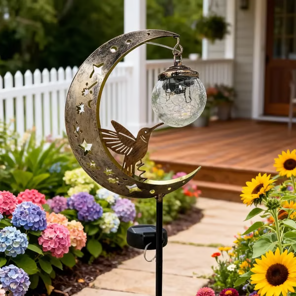 🌙✨Kolibri-Mond-Solar-Gartensteckleuchte