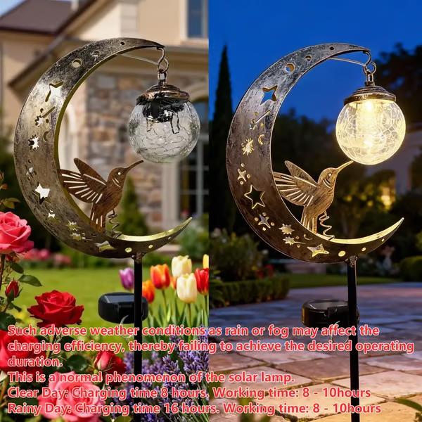 🌙✨Kolibri-Mond-Solar-Gartensteckleuchte