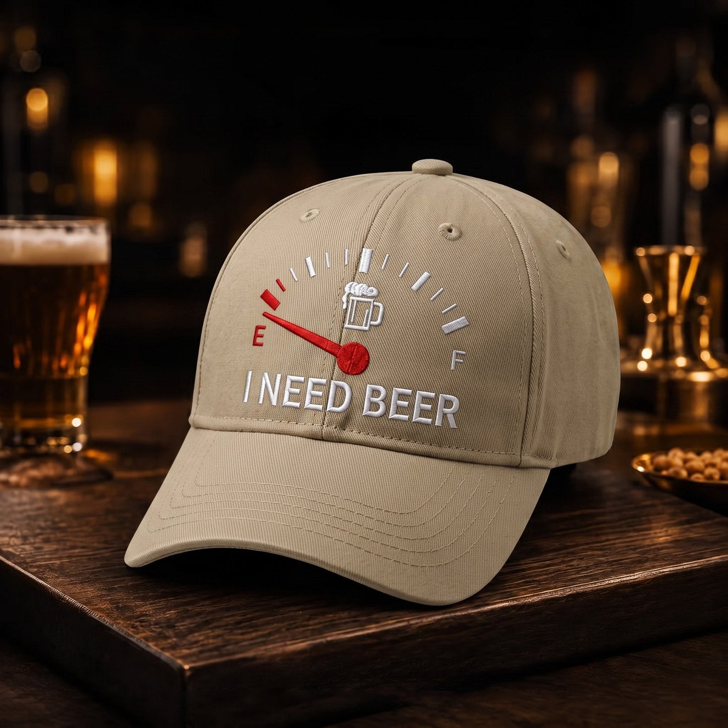 🍺 Baseballkappe mit Stickerei „I NEED BEER“ – Unisex-Gedenkkappe🧢 100 % Baumwolle