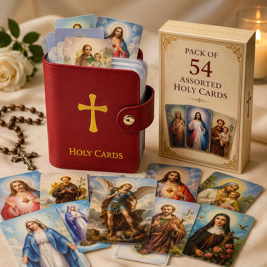 ✝️ Katholischer Heiligenkartenhalter aus echtem Leder – Organizer für Gebetskarten im Taschenformat mit Druckknopfverschluss