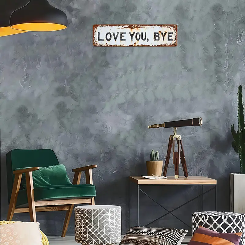 ❤️ ICH LIEBE DICH, Tschüss – Vintage-Wandschild aus Metall