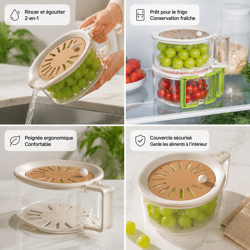 Multifunktionaler 2-in-1-Teleskop-Abtropfkorb für Obst und Gemüse