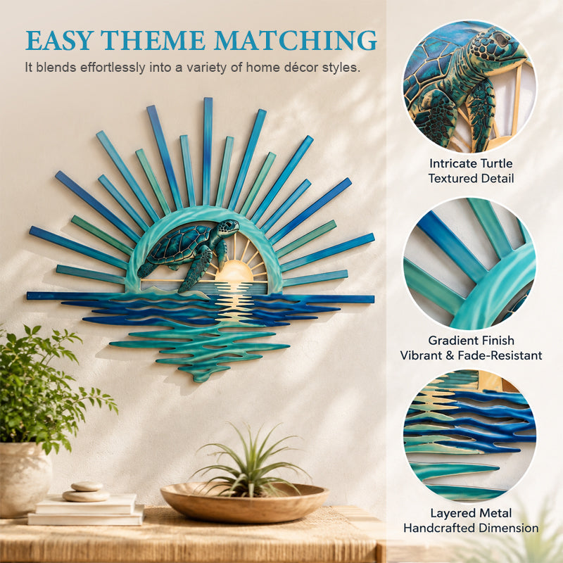 🌅 „Legend of the Sunset Tides“ – Wandbild aus Metall – 🌊 Wandbild aus Metall im Vintage-Marine-Stil