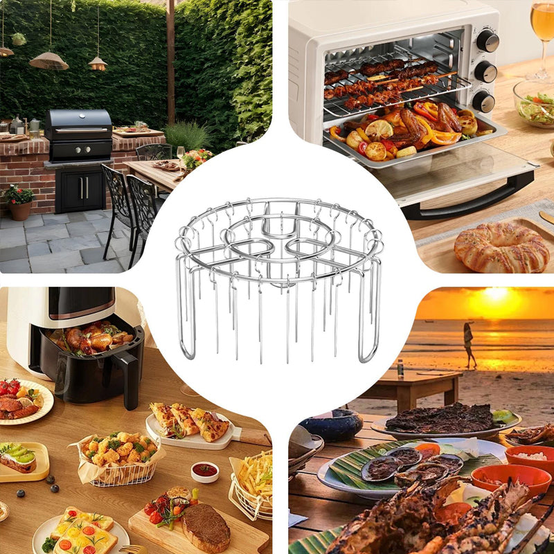 🔥 Spießhalter für Heißluftfritteusen – Vertikaler Kebab-Halter aus Edelstahl für Heißluftfritteusen, Backöfen und selbstgemachte Grill-Snacks🍢