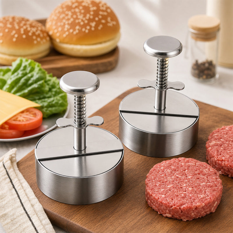 🍔 Burgerpresse aus Edelstahl | So gelingen Ihnen ganz einfach perfekte, gleichmäßige Burger-Patties