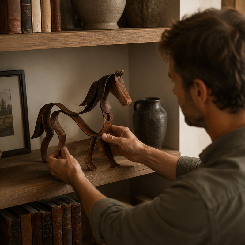 Vintage-Pferdeskulptur aus Metall – Rustikale Wohnkultur mit Pferdemotiven 🐎