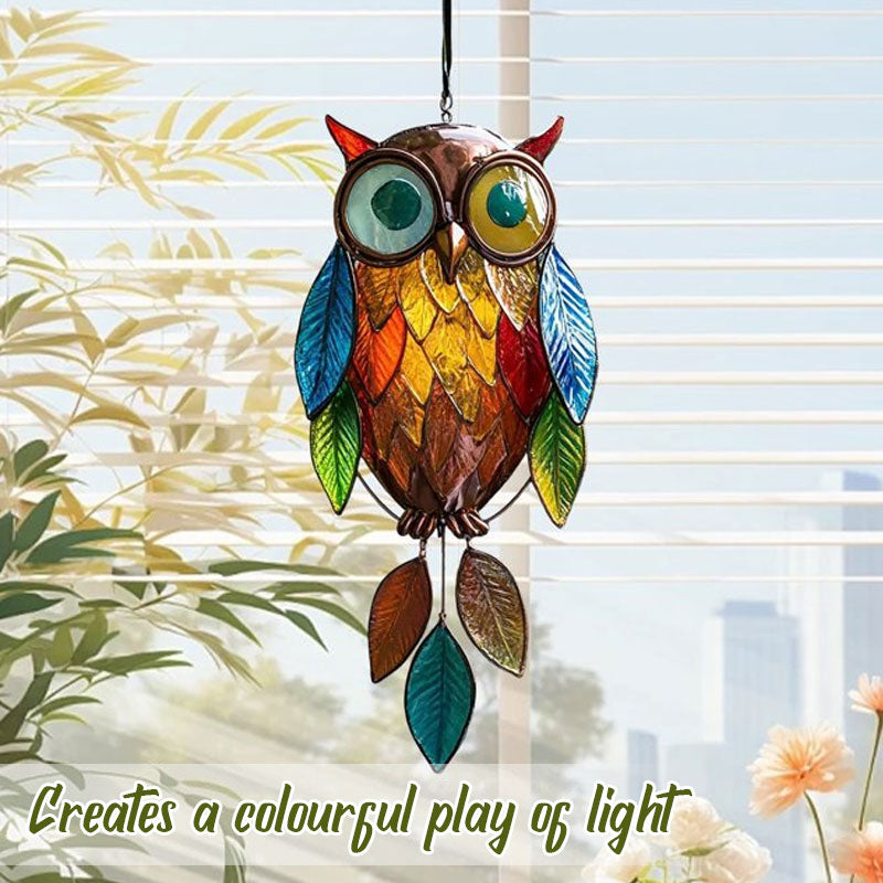 🦉✨Bunte Sonnen-Eulen - Farbenspiel für Fenster & Garten