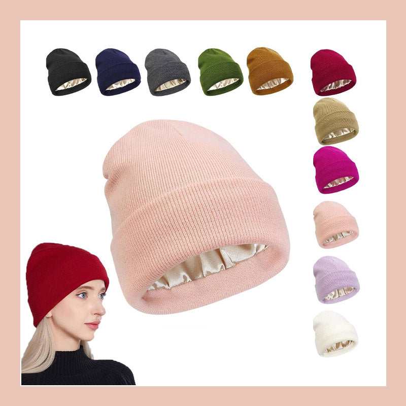 Seidengefütterte Strickmütze für den Winter