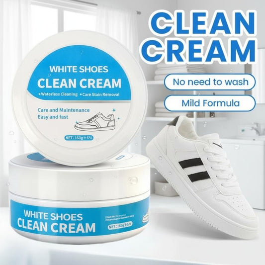 No-Wash Schuh- und Lederreinigercreme – Fleckenentferner mit Schwamm, geeignet für Turnschuhe, Leder und Autoinnenräume