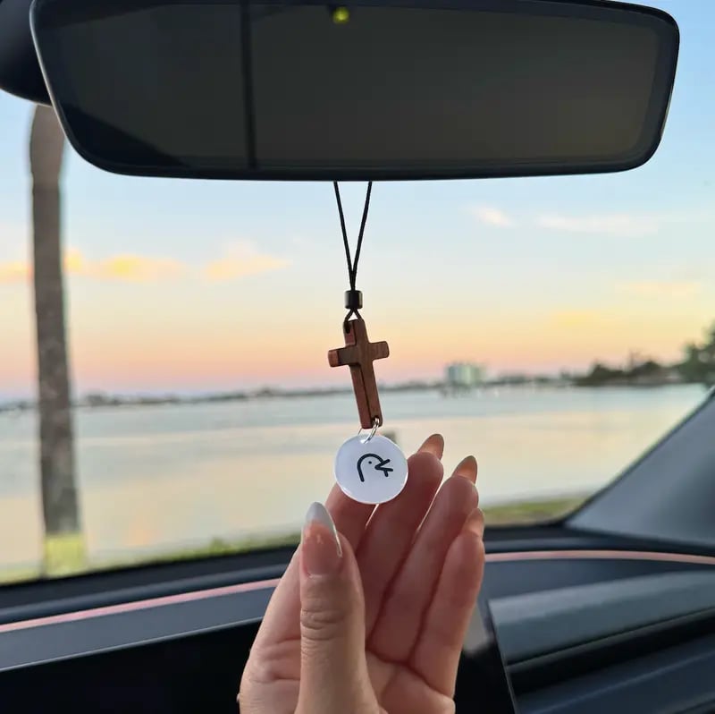 ✝️Bibelvers Auto Rückspiegel Hängendes Kreuz Anhänger