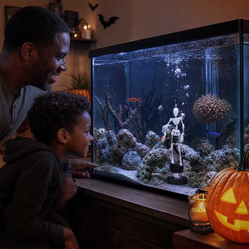 💀 Dynamisches Halloween-Skelett als Aquarium-Dekoration: Luftbetriebene Aquarium-Dekoration!🐠