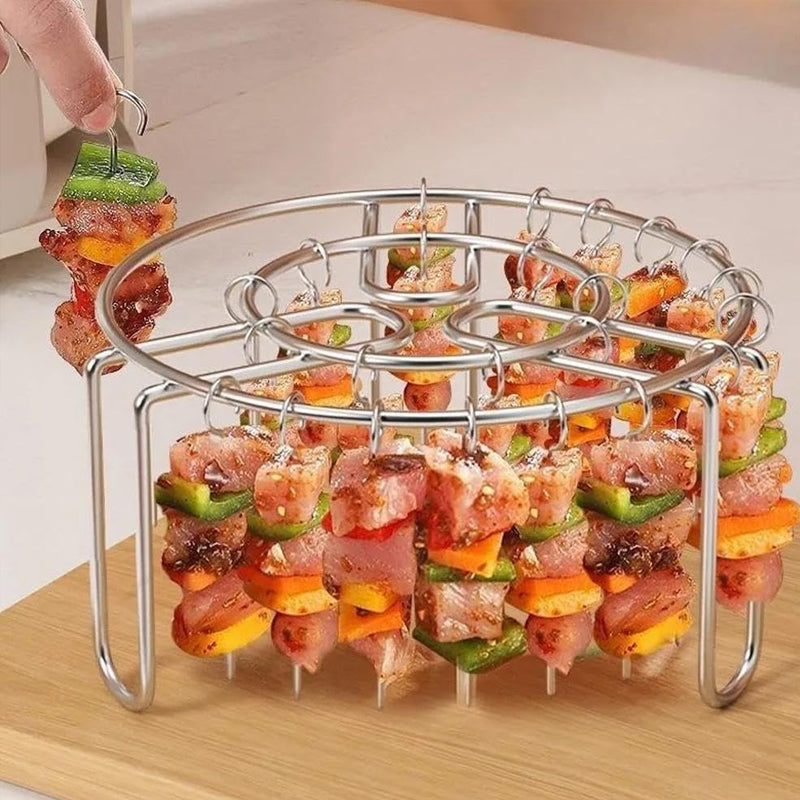 🔥 Spießhalter für Heißluftfritteusen – Vertikaler Kebab-Halter aus Edelstahl für Heißluftfritteusen, Backöfen und selbstgemachte Grill-Snacks🍢