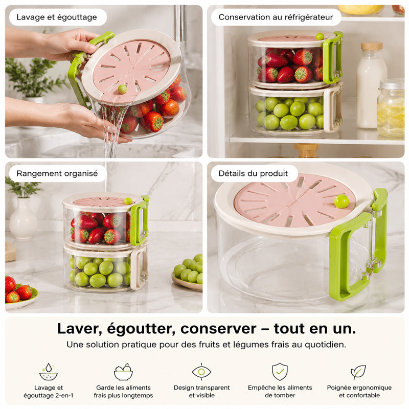 Multifunktionaler 2-in-1-Teleskop-Abtropfkorb für Obst und Gemüse