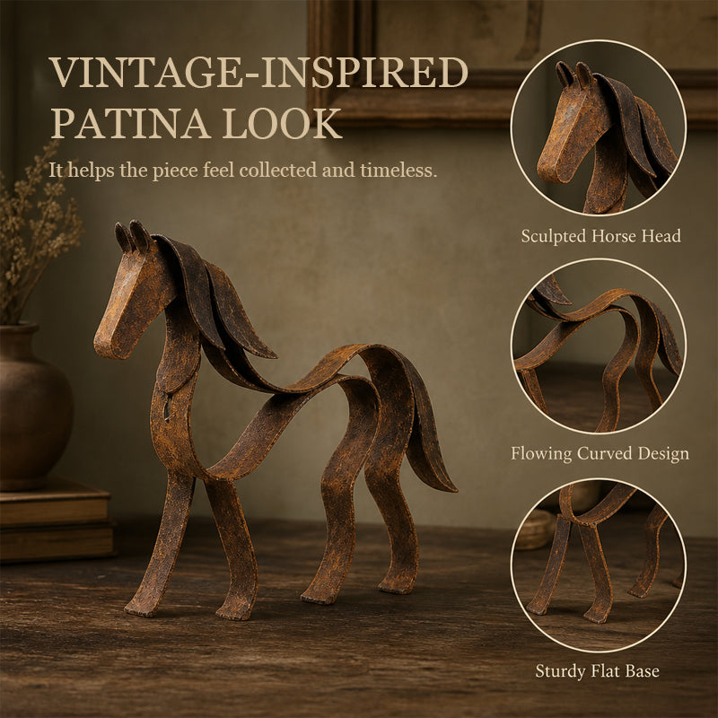 Vintage-Pferdeskulptur aus Metall – Rustikale Wohnkultur mit Pferdemotiven 🐎
