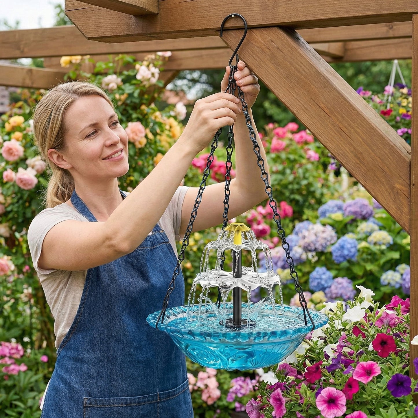Solar-Kaskaden-Hängevogelbad-Brunnen