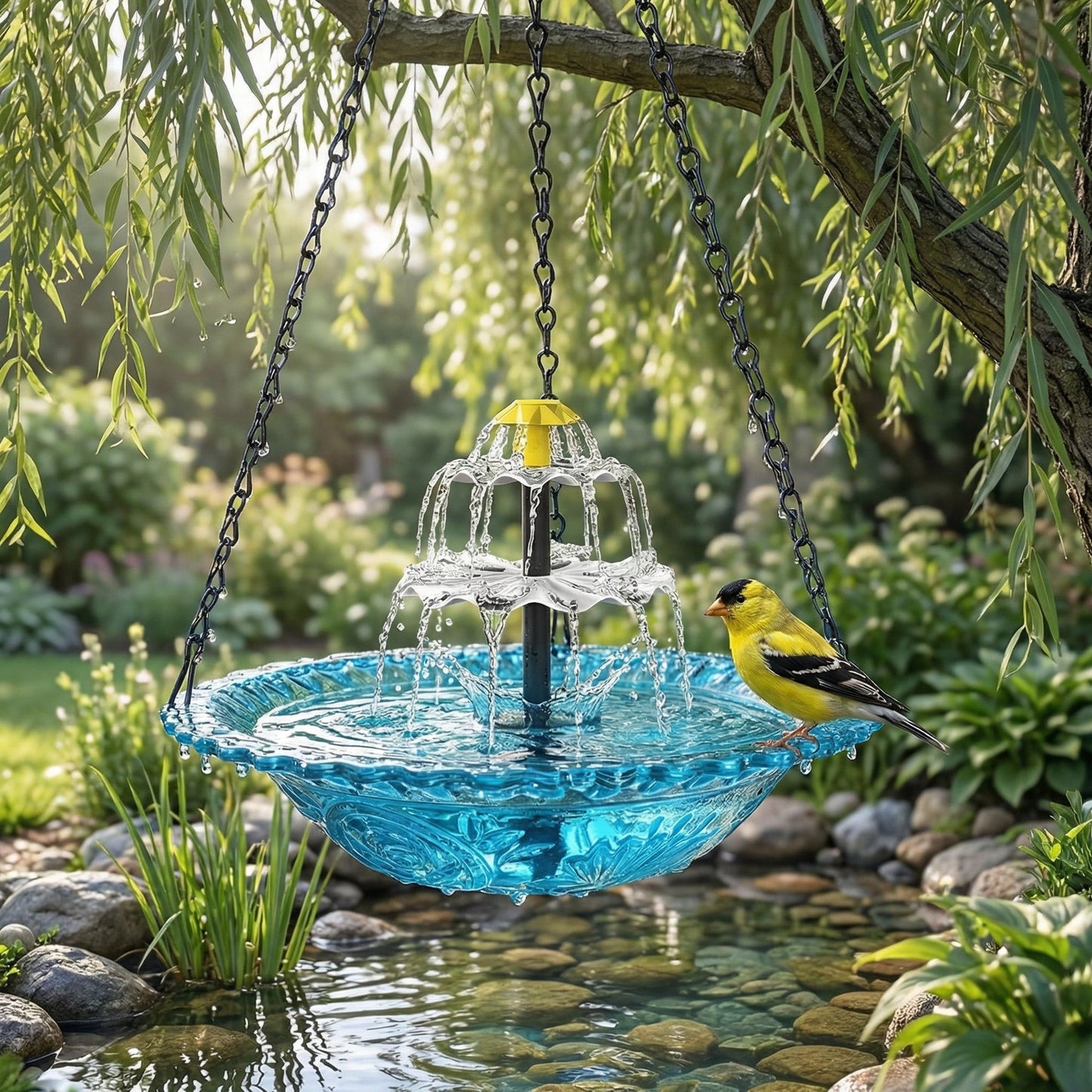 Solar-Kaskaden-Hängevogelbad-Brunnen