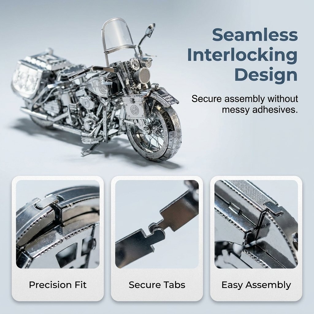 🔥SONDERANGEBOT🔥Silbernes 3D-Metall-Motorrad-Bau-Puzzle